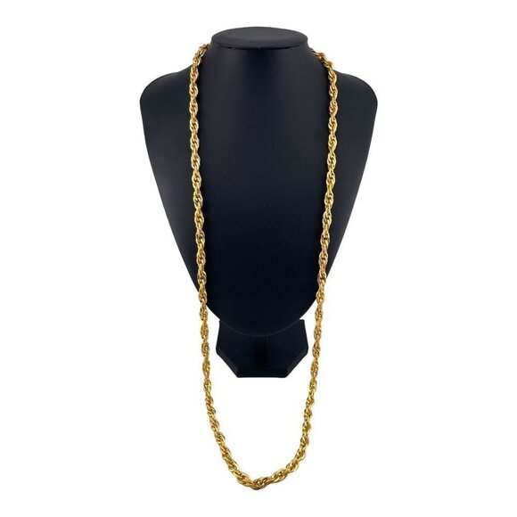 Gold Plated Rope Chain Necklace Textured 12mm 60" - Picture 3 of 10